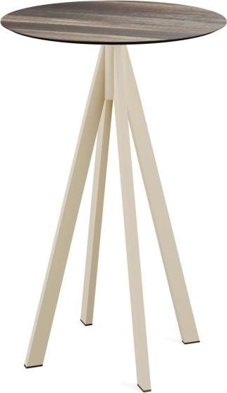 Infinity Stehtisch Sand gestell + Tropical Wood HPL Ø70 cm