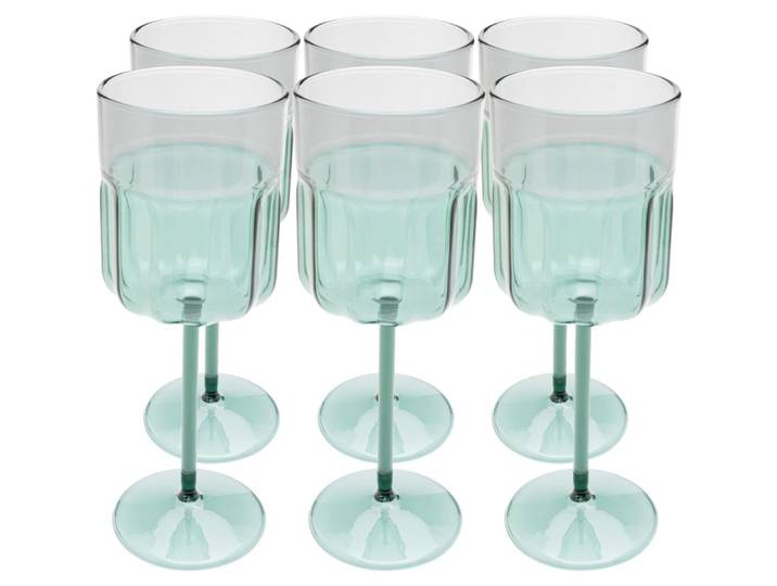 Lot de 6 - verre à vin en verre turquoise