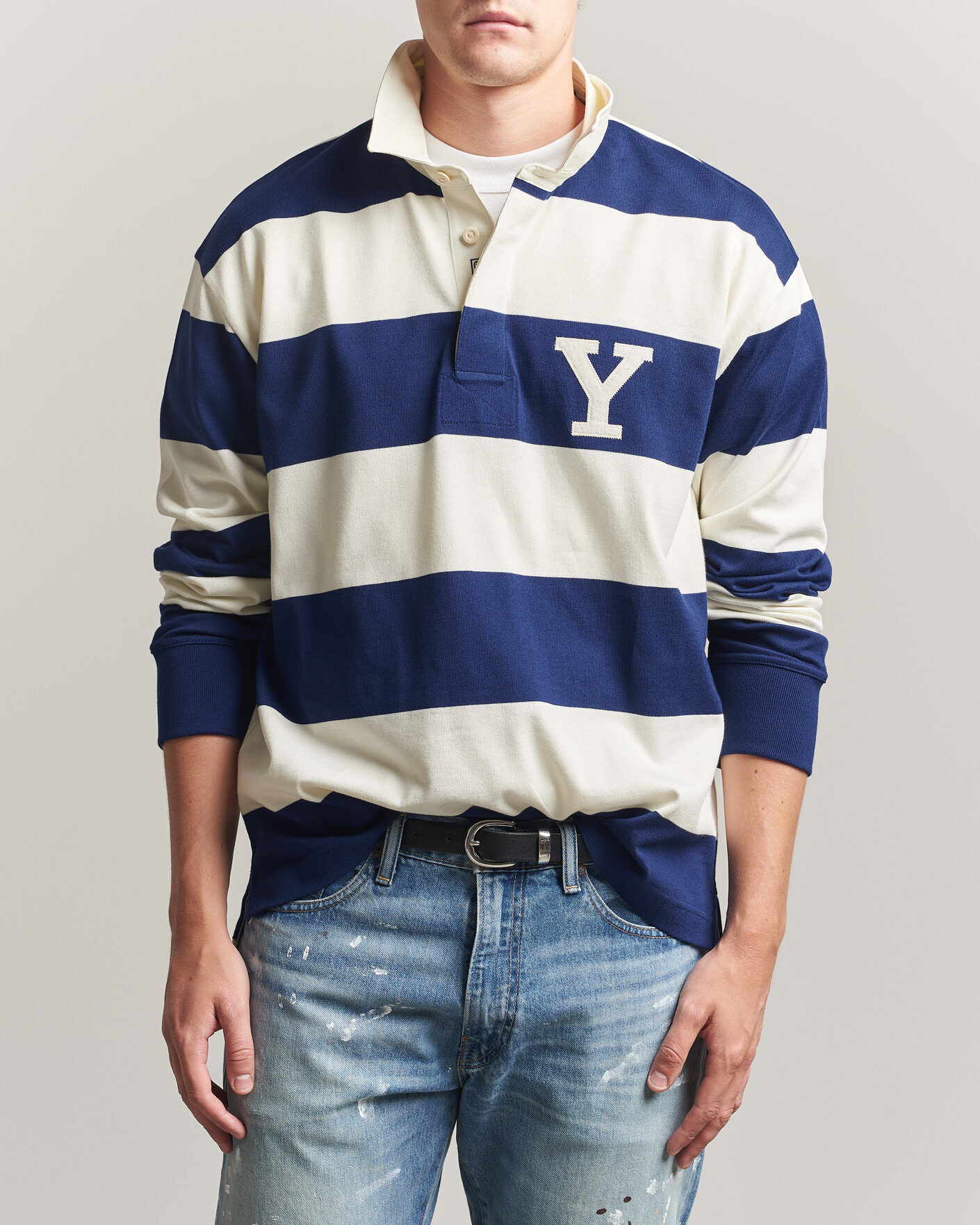 Gant YALE Striped Heavy Rugger Rich Navy men M Hvid
