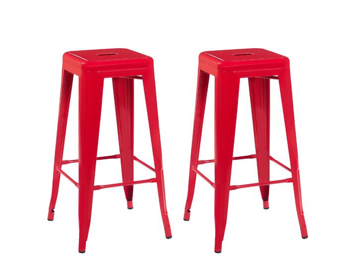 Barhocker Metall METALLIX 2er Set rot