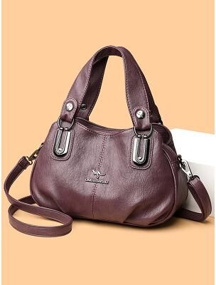 LightInthebox Women's Faux Leather Shoulder Handbag with Dual Handles – Vintage Casual Satchel Bag with Crossbody Strap for Office, Travel and Daily Use