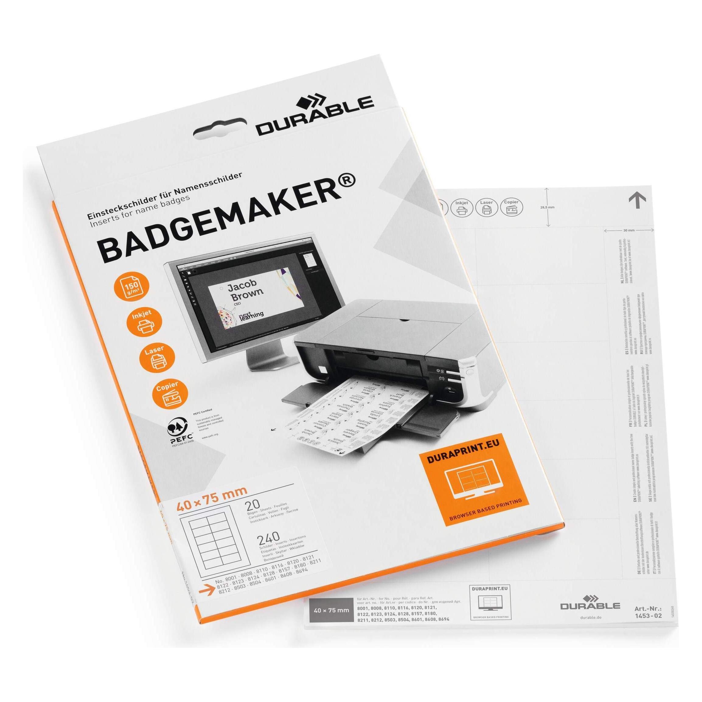 Durable Einstecketiketten Badgemaker für Namensschilder (145302)