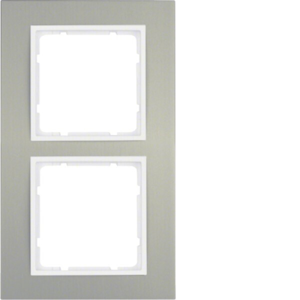 Berker BER B3 frame 10123904, aluminium/polarwit, dubbel