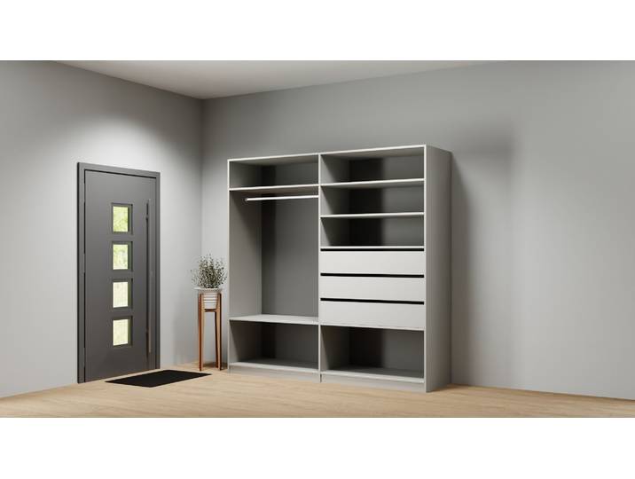 Armoire dressing ouverte sur mesure Pickawood Mélaminé premium Gris