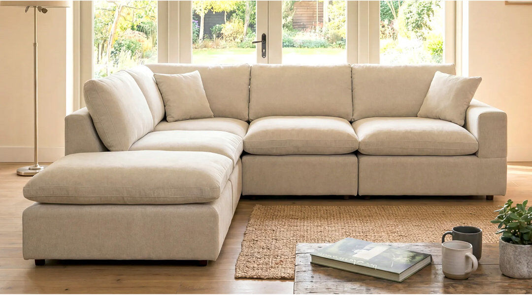 Ebern Designs Rozalia 5 Seater Corner Sofa Oat 90cm H X 281cm W X 100cm D