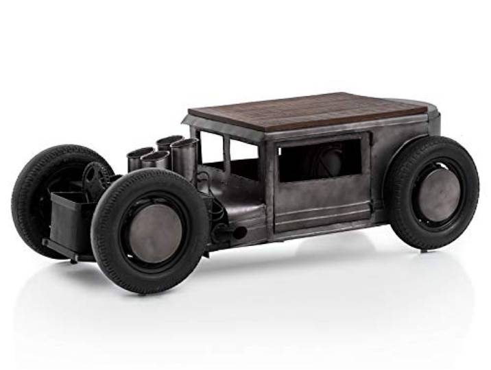 Woodkings® Couchtisch Car-Bar Vintage 160x65 groß Metall schwarz Unikat Weinregal Beistelltisch Sofatisch Dekoration