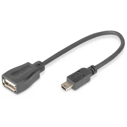 DIGITUS USB 2.0 Adapterkabel, OTG, Typ mini B - A St/Bu, 0,2m