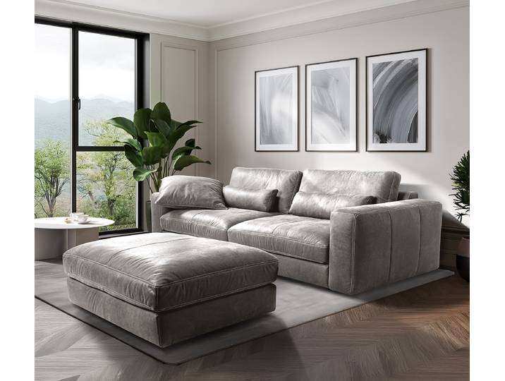 Repose-pieds 123 x 45 x 93cm Gris Cuir Nelja: Gris foncé