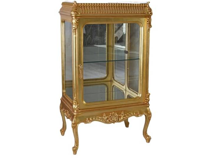 Barocke Vitrine Antik Vitrinenschrank Gold verspiegelt Glasvitrine Rokoko cat903 Palazzo Exklusiv
