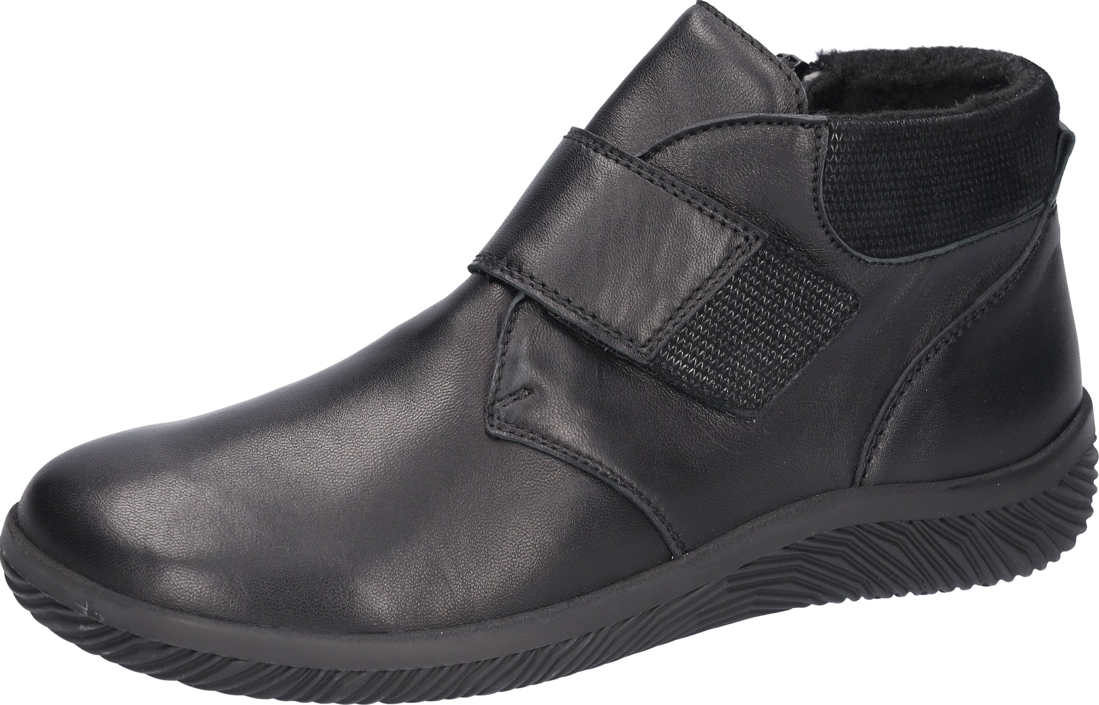 Stiefelette WALDLÄUFER "K-Roya", Damen, Gr. 8,5 (42,5), Textil, schwarz, Nappaleder, Veloursleder, Schuhe Stiefelette, Komfortschuh, Klettboots in K-Weite für den kräftigen Fuß