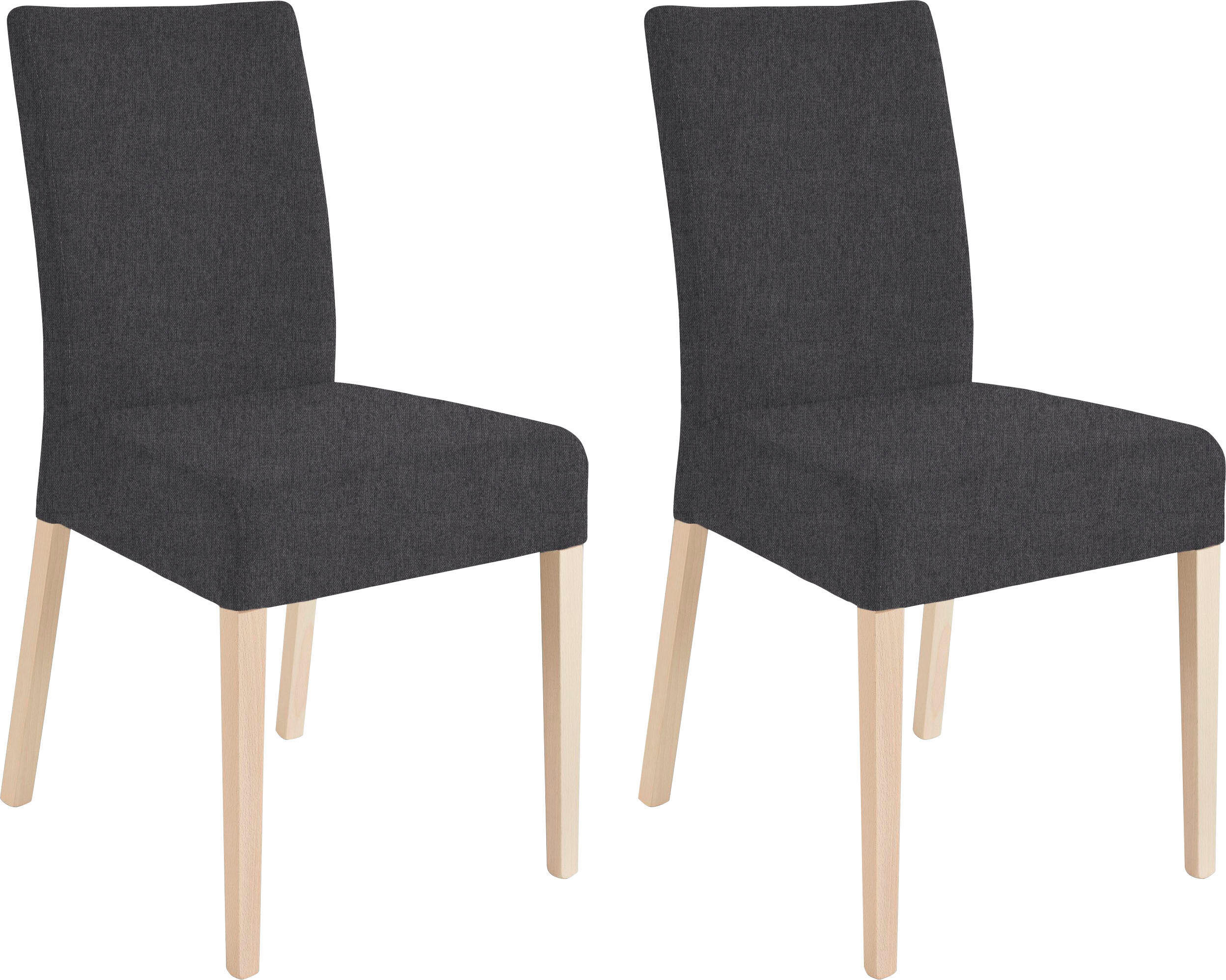 4-Fussstuhl HOME AFFAIRE "Umag", grau (dunkelgrau (capulet 4009), silberfarben, dunkelgrau (capulet 4009)), B:46,5cm H:94cm T:59,5cm, Massivholz, Polyester, Stühle, 4-Fussstuhl, Sitz und Rücken gepolstert dunkelgrau (capulet 4009), silberfarben, dunkelgra
