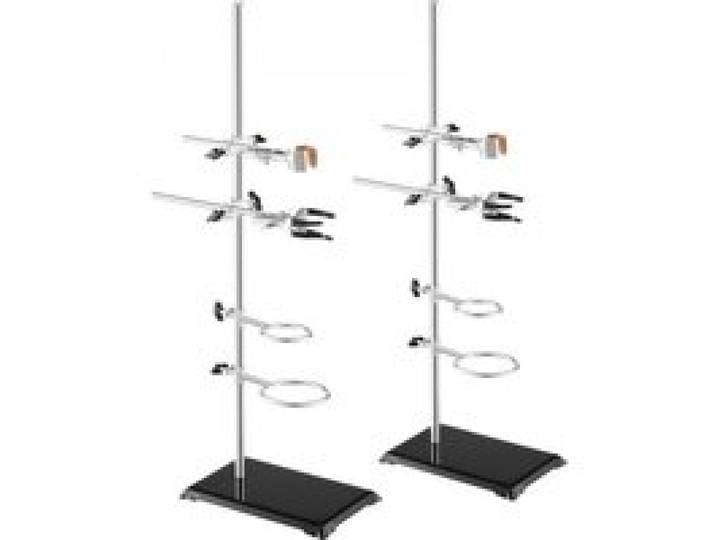 VEVOR Laborständer-Unterstützung, Labor-Retorten-Stützständer 2 Sätze, Laborständer aus Stahl mit 60 cm Stab & 210,82 x 135 mm Gusseisenbasis, inkl. Kolbenklemmen, Bürettenklemmen und Kreuzklemmen