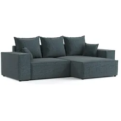 ECKSOFA SENSO mit Schlaffunktion Blaugrau im City Stoff
