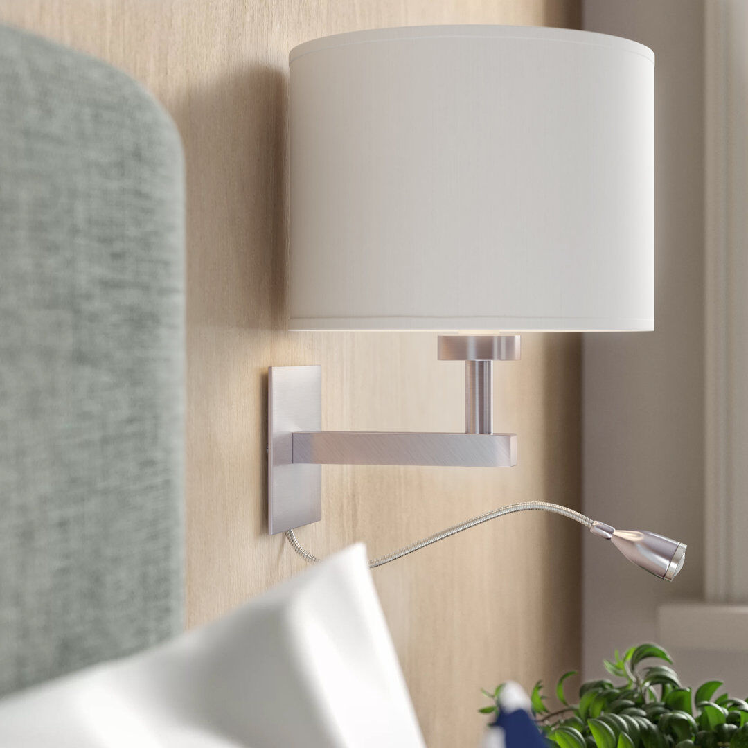 Zipcode Design Audra LED Armed Sconce Satin Silver 25cm H X 20cm W X 20cm D