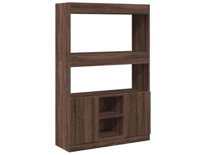GHVBNMF Highboard 92x33x140 cm Braun Eichen-Optik Holzwerkstoff Vielseitiger Schrank mit Türen und Ablagen für Wohnzimmer, Schlafzimmer und Büro im eleganten Eichen-Look.