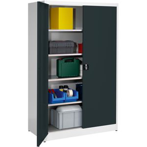 Mauser Werkzeugschrank MKSTS12/6/19, Metall, grau / anthrazit, Schwerlastschrank, 4 Fachböden, abschließbar, 120 x 195 x 60cm
