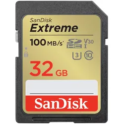SanDisk Extreme 32 GB SDHC Speicherkarte (2022) bis 100MB/s, Cl10, U3, V30