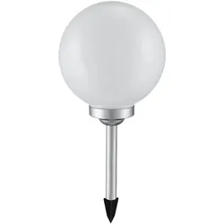Solarlampen für Außen Kugel Gartenleuchte Erdspieß Kugelleuchte Solar 30 cm LED Solarkugel für den Garten, weiß silber, 4x LED warmweiß, DxH 30x66,5 cm