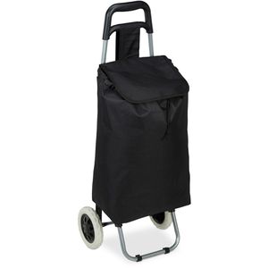 Relaxdays Einkaufstrolley schwarz, klappbar, 28 Liter, bis 15 kg