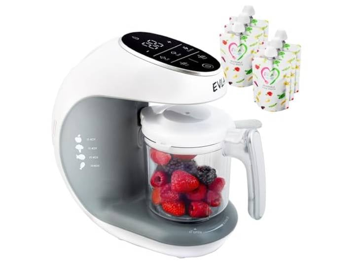 Baby Food Maker Baby Food Processor Blender Grinder Steamer Cooks & Blends Healthy Homemade Baby Food in Minutes Self Cleans Touch Screen Control 6 Reusable Food Pouches