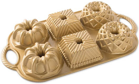 Nordic Ware Geo Bundtlette Pan Gold