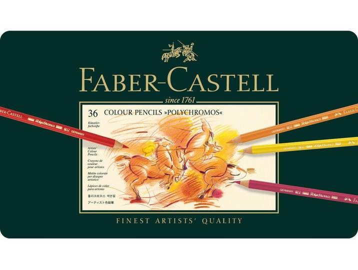 Polychromos FABER-CASTELL 36er Metalletui , bunt (mehrfarbig), Holz, Metall, Stifte, Polychromos