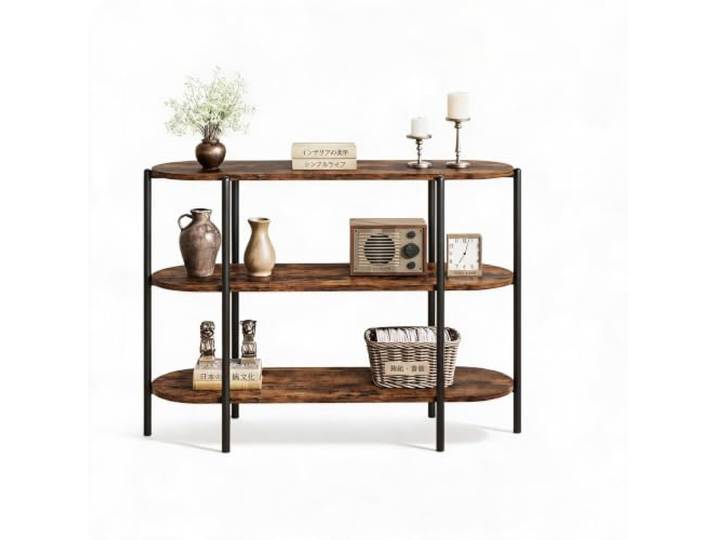 Zstar Konsolentisch oval Vintage, Flurtisch 120x30x75 cm MDF Retro Elegantes ovales Design spart Platz, offene Ablage für Schlüssel und Deko, belastbar bis 500 lbs, wertet den Flur auf