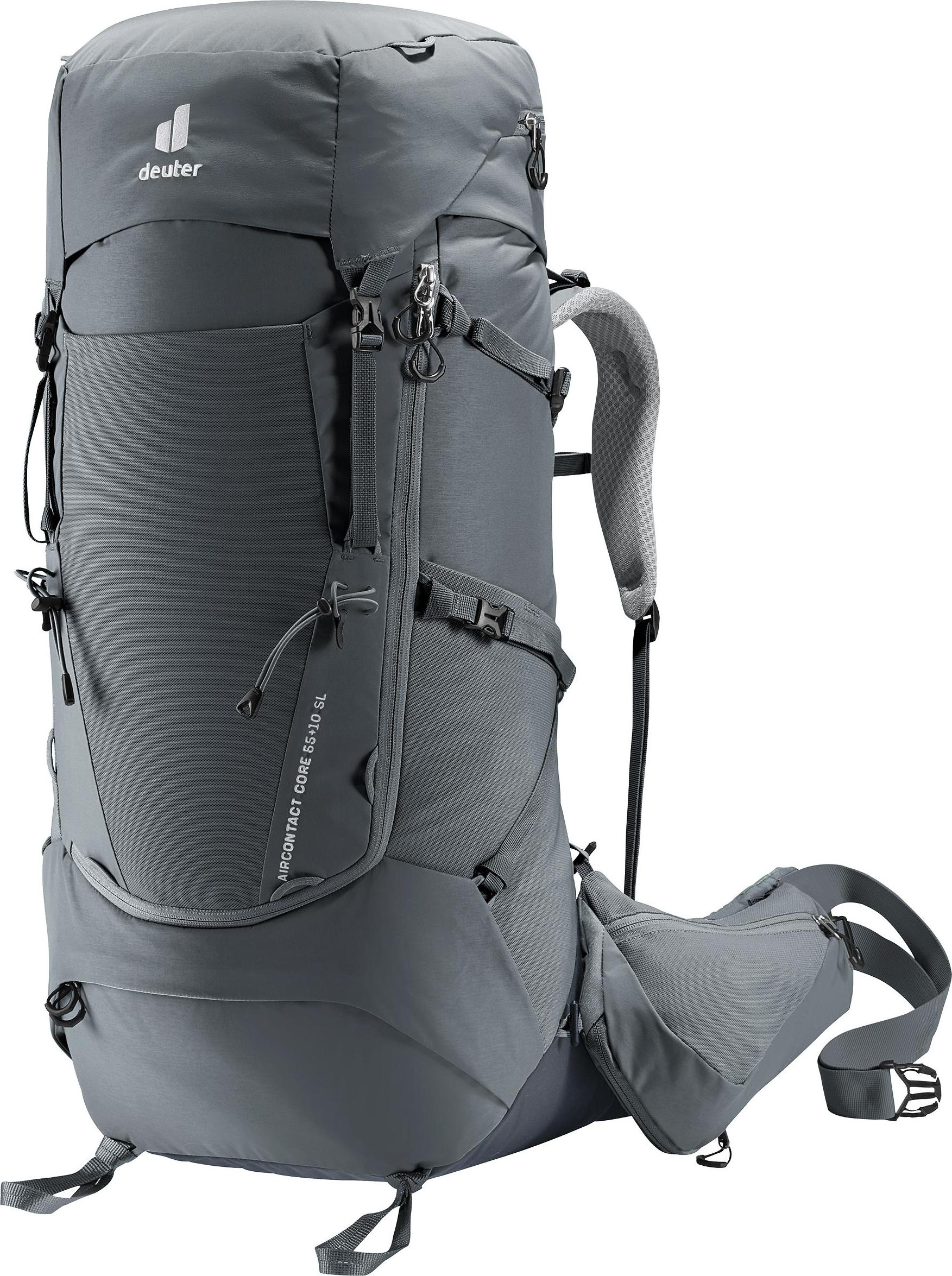 Deuter Aircontact Core 55+10 SL, Interner Rahmen, Oben, Wandern, Schwarz, Graphit, Unisex, Polyethersulfon (PES)