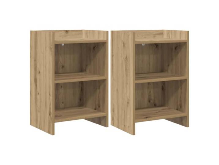 KUPTYERFG Nachttisch 2er Set Artisan-Eiche 40x30x60 cm Holzwerkstoff Kompakter Beistelltisch für das Schlafzimmer mit zwei Fächern für Bücher und Dekoration. Pflegeleichte Oberfläche.