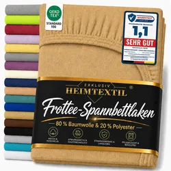 EXKLUSIV HEIMTEXTIL Frottee Spannbettlaken 200 x 220 cm Sand