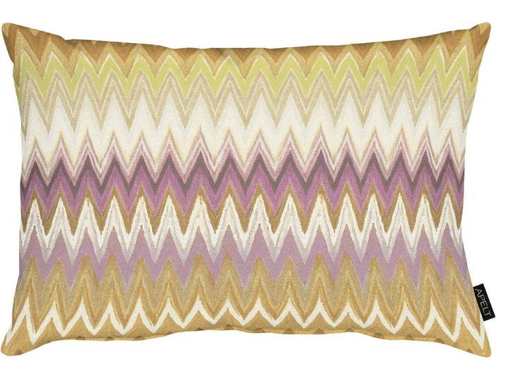 Dekokissen APELT Zigzag , gelb, orange, natur, mauve, bedruckt, B:41cm H:0,5cm L:61cm, Baumwolle, Dekokissen_Sitzkissen_Kissenhüllen, Dekokissen, Zickzack-Muster