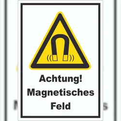 HB-Druck Achtung Magnetisches Feld Aufkleber A9 (37x52mm)