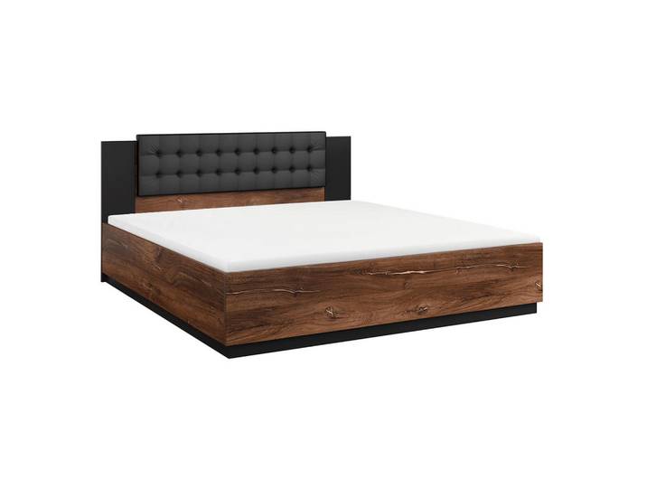 Petits-meubles Bett 160/200 Alec Dunkles Holz und Schwarz, Braun, Holzwerkstoff, 160x200 cm, Schlafzimmer, Bett