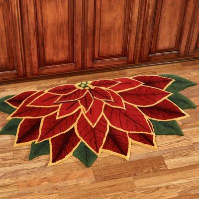 Touch of Class Elegant Poinsettia Slice Rug Dark Red 60 x 30, 60 x 30, Dark Red
