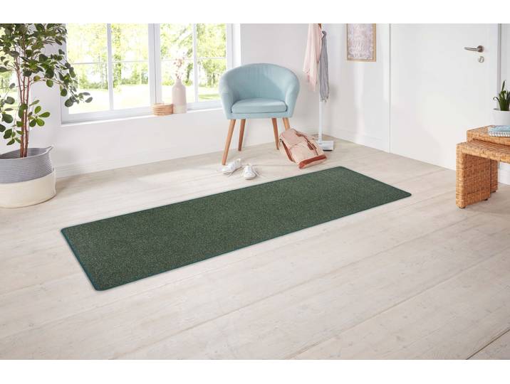 Läufer HANSE HOME EXCLUSIV Liberty , grün, B:80cm H:7mm L:200cm, Polypropylen, Teppiche, Läufer, Uni-Meliert, robust, kräftige Farben, rundherum farbige Kettelung