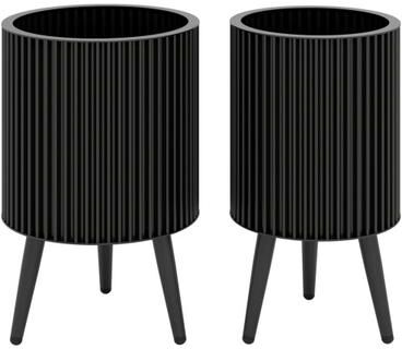 Costway Decorative Flower Pots with Stand and Drainage Holes Set of 2-S