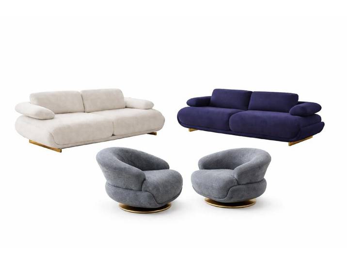 JVmoebel Wohnzimmer-Set Wohnzimmer Set Modern Mehrfarbig Designer-Couch Komfortabel Stoff, (2-St)