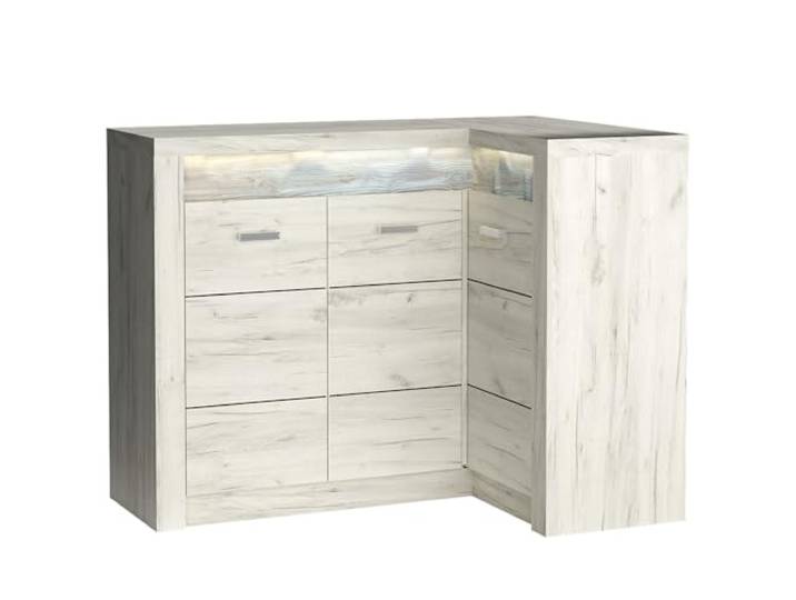 Lomadox Eckkommode Sideboard Eckschrank Kommode Wohnzimmerschrank Anrichte Aufbewahrunsschrank modern in weiß