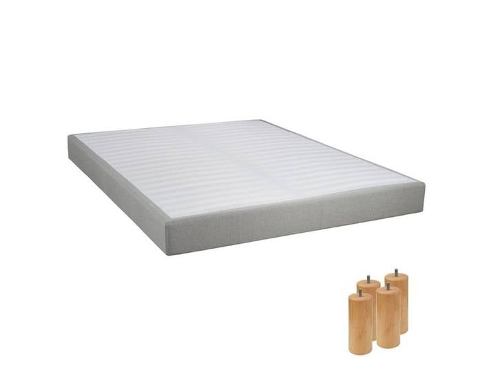 Tapikit - Sommier Tapissier Démontable 2x20 Lattes 140x190cm Lin + Pieds Bois 15cm