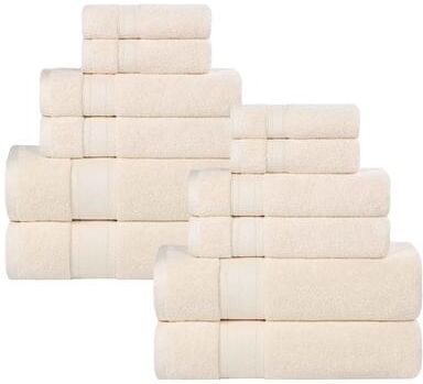 Blue Nile Mills Spa-Style Luxury Zero Twist Cotton 12-Piece Towel Set, Bathroom Towels