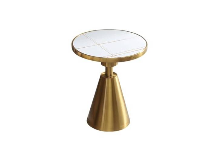 YCCHAH Sofatisch Runder Beistelltisch, Marmor-Sofa-Ecktisch, postmoderner Kleiner Couchtisch im Hotelstil mit goldenem Goldrohr Wohnzimmer-Beistelltisch(A)