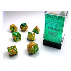 Chessex Würfel - Gemini Gold-Green/white (7-Würfelset) 292497