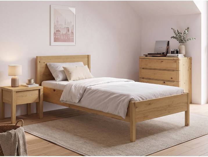 Kinder- und Jugendbett „Flora“ Wildeiche Hell 80 x 190 cm Massivholz Wildeiche Hell