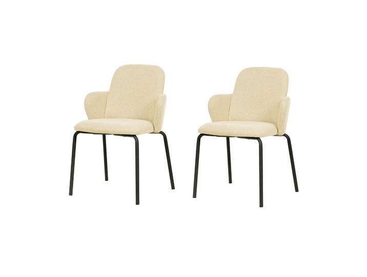 Gardenson Gartenstuhl-Set, Beige, Holz, Metall, 54.5x81x58 cm, stapelbar, Gartenmöbel, Gartensessel, Gartenstühle