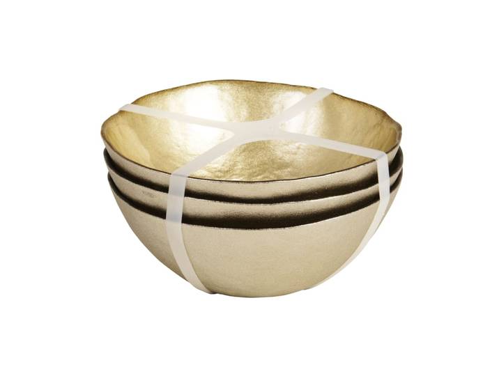 3er Set Aperitif-Schalen, goldfarben