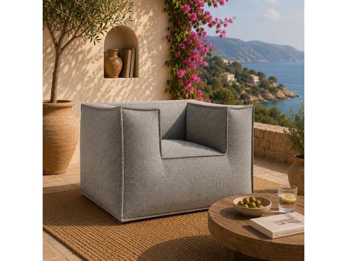 ROOLF Living Silky Loungesessel Polypropylen/Chenille Hellgrau