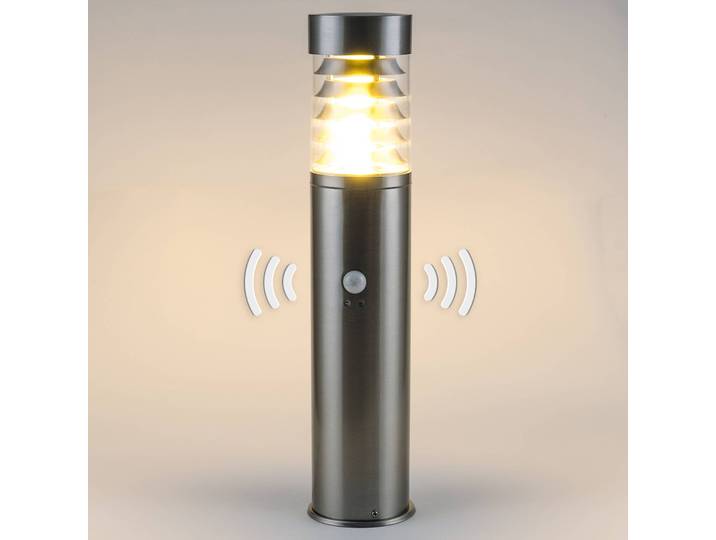 Heitronic Sensor-Sockelleuchte Saturn, Edelstahl, Höhe 50 cm SATURN, alu / grau / zink, Edelstahl, Modern