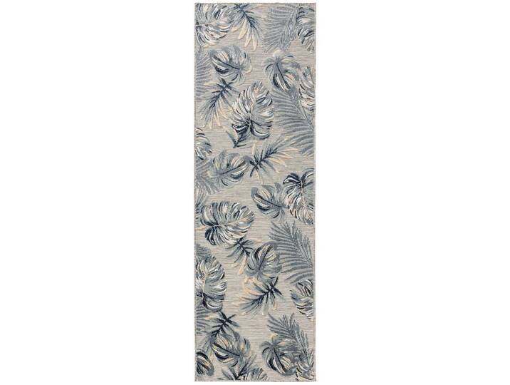 benuta Outdoorläufer Flora Mehrfarbig 80/250 cm, Creme, Blau, Kunststoff, Floral, Rechteckig, 80x250 cm, wasserabweisend, Teppiche & Böden, Teppich, Outdoorteppich