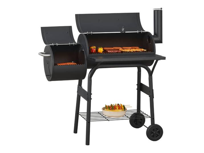 casa.pro Smoker-Grill Arielli, Schwarz, Metall, 110x115x64 cm, Grillen, Grills, Holzkohlegrill