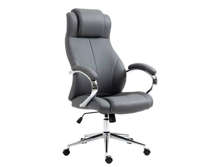 CLP Chefsessel Echtleder Grau, Metall, 64x120x79 cm, Büromöbel, Bürostühle, Chefsessel